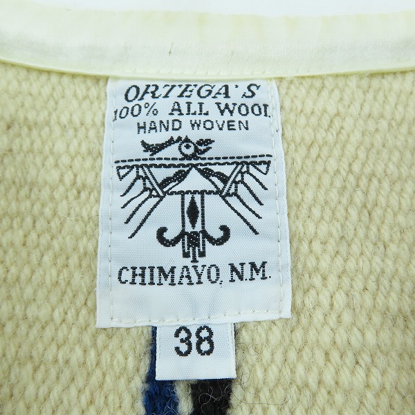 実際に弊社で買取させて頂いたORTEGA'S/オルテガ チマヨベスト アイボリー系/38の画像 2枚目