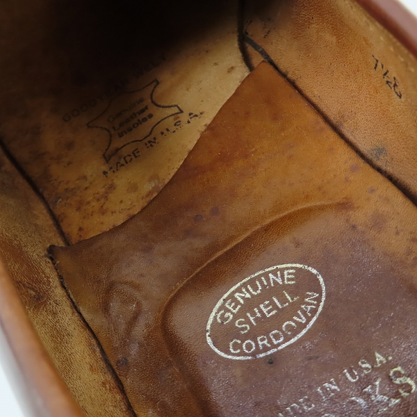 実際に弊社で買取させて頂いたAlden×Brooks brothers/オールデン×ブルックスブラザーズ  コードバン アンラインド ペニーローファー 06603/7.5Eの画像 6枚目