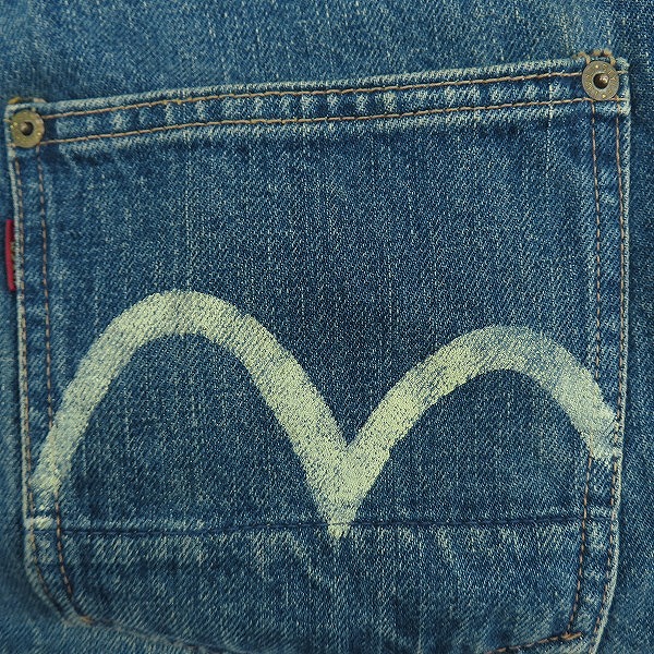 実際に弊社で買取させて頂いたEVIS/エヴィス/エビス 初期 水牛パッチ/デニムパンツ/サスペンダーボタン付き/W34L35の画像 7枚目