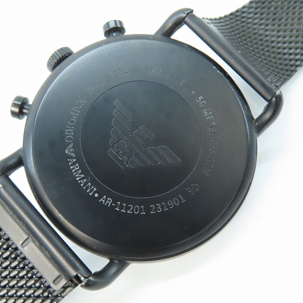 実際に弊社で買取させて頂いたEMPORIO ARMANI/エンポリオアルマーニ クロノグラフ デイト AR-11201【動作未確認】の画像 4枚目