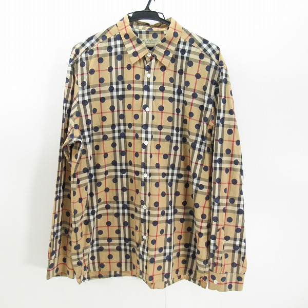 実際に弊社で買取させて頂いたBURBERRY LONDON ENGLAND/バーバリーロンドンイングランド ドット×チェック柄 長袖シャツ 4068946/XXL