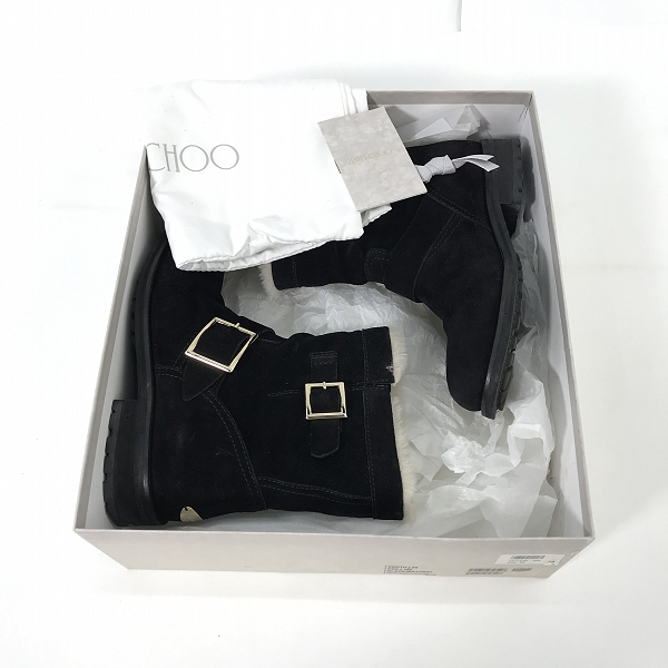 実際に弊社で買取させて頂いたJimmy Choo/ジミーチュウ ロゴプレート スウェードレザーブーツ 34の画像 8枚目