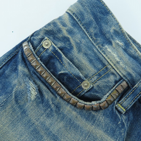 実際に弊社で買取させて頂いたHYSTERIC GLAMOUR/ヒステリックグラマー CR加工セルビッジクラッシュデニムパンツ 0234AP08/29の画像 8枚目