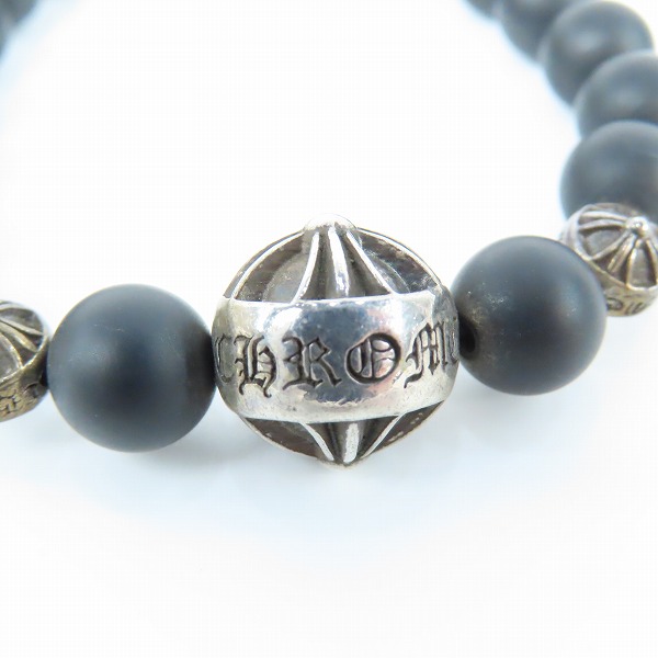 実際に弊社で買取させて頂いたCHROME HEARTS/クロムハーツ BEAD ONYX 71 BNDD PLS/8mm ビーズブレスレットｗ/マットオニキスの画像 6枚目