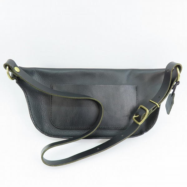 実際に弊社で買取させて頂いたHERZ/ヘルツ 50th 立体マチ レザー ボディバッグ/ウエストバッグ ブラックの画像 1枚目