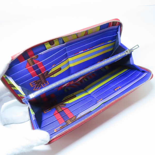 実際に弊社で買取させて頂いたHERMES/エルメス アザップロングシルクイン ヴォーエプソン ラウンドファスナー 長財布/ウォレット レッドの画像 3枚目