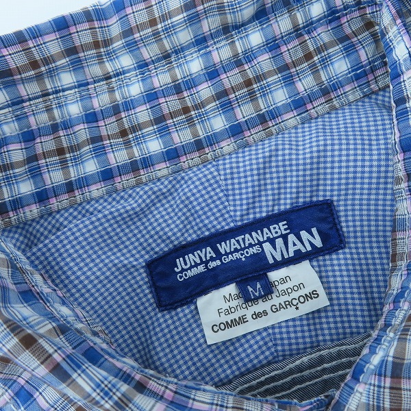 実際に弊社で買取させて頂いたJUNYA WATANABE MAN/ジュンヤワタナベマン AD2017 切替 チェック柄半袖シャツ WA-B031/Mの画像 2枚目