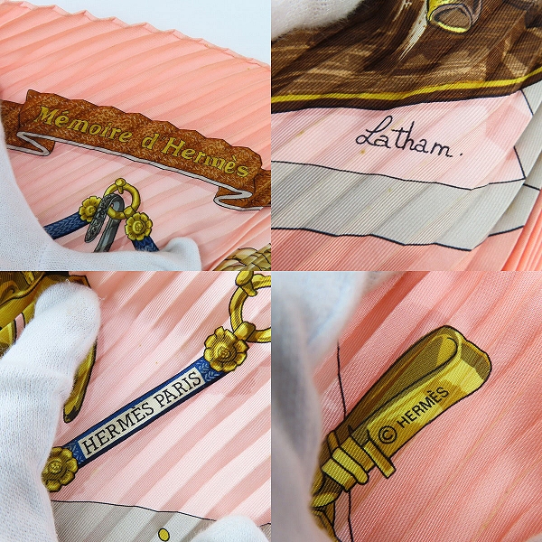 実際に弊社で買取させて頂いたHERMES/エルメス プリーツカレ Memoire d'Hermes エルメスの思い出 シルク スカーフの画像 4枚目