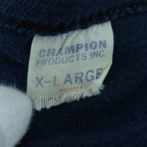 実際に弊社で買取させて頂いたChampion/チャンピオン プロダクツタグ ヴィンテージ/ビンテージ BYU71 Tシャツ ネイビー/XLの画像 2枚目