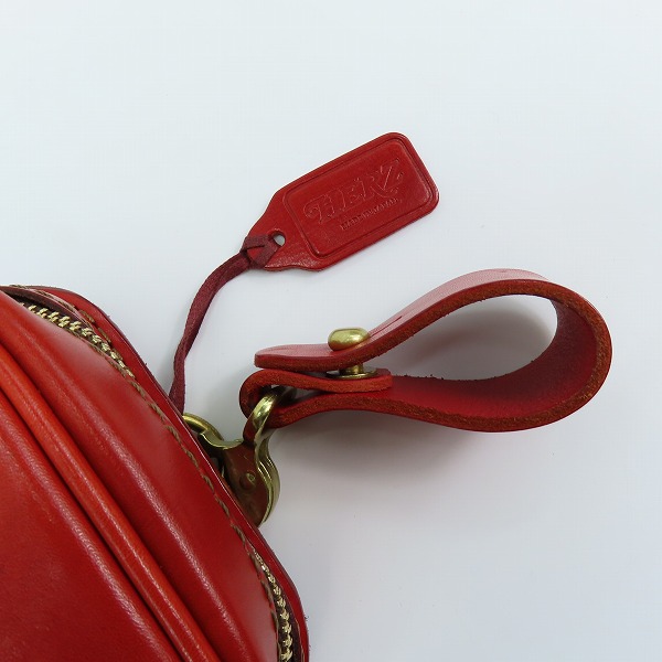 実際に弊社で買取させて頂いたHERZ/ヘルツ タテ型 ベルトポーチ レッドの画像 7枚目