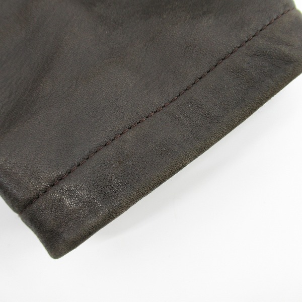 実際に弊社で買取させて頂いたETRO/エトロ 裏地千鳥柄 ホースレザー シングルライダースジャケット XXLの画像 6枚目