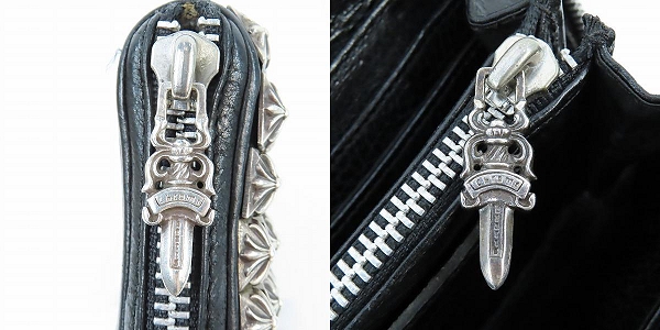 実際に弊社で買取させて頂いたCHROME HEARTS/クロムハーツ フルゼロピラミッドスタッズ REC-F ジップロングウォレットの画像 5枚目
