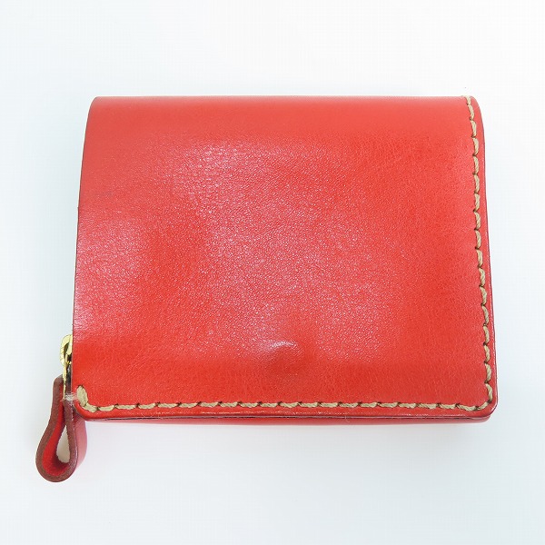 実際に弊社で買取させて頂いたHERZ/ヘルツ レザー 二つ折り財布 レッド