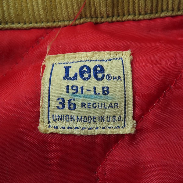 実際に弊社で買取させて頂いたLee/リー ヴィンテージ 襟コーデュロイ デニムジャケット 191-LB/36の画像 2枚目