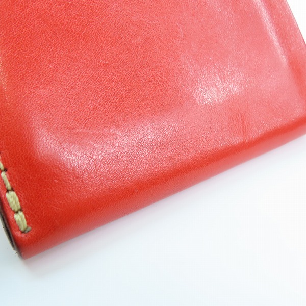 実際に弊社で買取させて頂いたHERZ/ヘルツ レザー 二つ折り財布 レッドの画像 7枚目