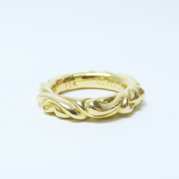 実際に弊社で買取させて頂いた【インボイス原本】CHROME HEARTS/クロムハーツ 22K scroll band ring/スクロールバンド 9号 の画像 4枚目