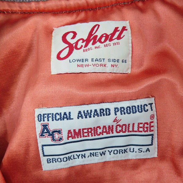 実際に弊社で買取させて頂いたSchott/ショット AMERICAN COLLEGE MA-1/フライトジャケット カーキ 3142046 /Mの画像 2枚目