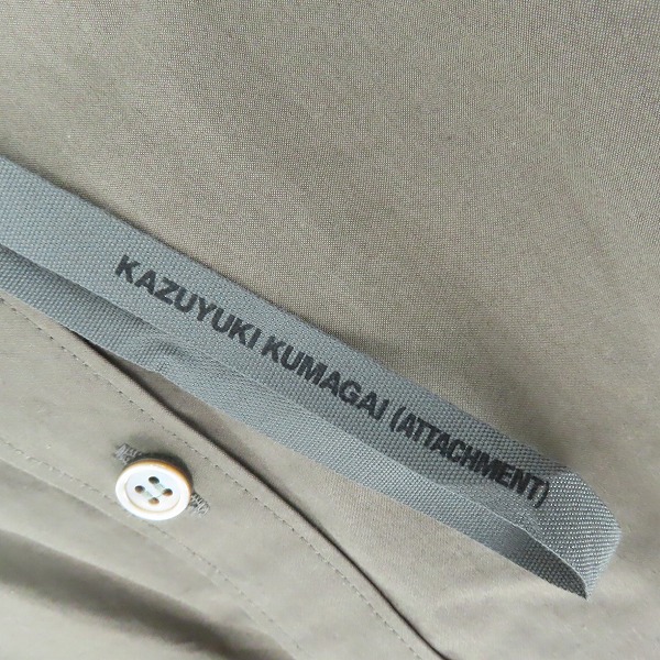 実際に弊社で買取させて頂いたKAZUYUKI KUMAGAI ATTACHMENT/アタッチメント 100/2 ギザタイプライター バンドカラーロングシャツ KS62-092/1の画像 2枚目