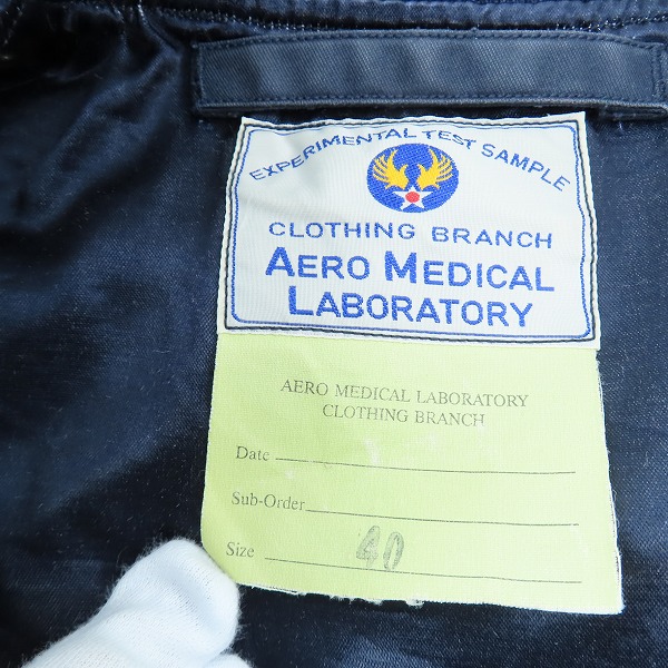 実際に弊社で買取させて頂いたBUZZ RICKSON'S/バズリクソンズ AERO MEDICAL LABORATORY/MA-1 フライト/ボンバージャケット BR10628/BR10629/BR10630/40の画像 3枚目
