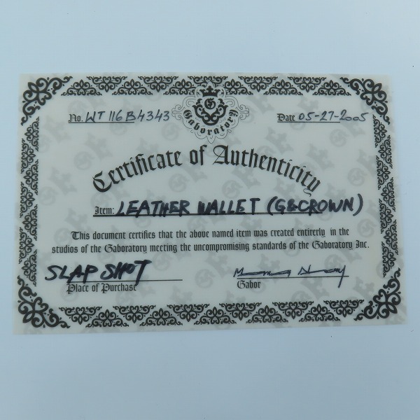 実際に弊社で買取させて頂いた【ギャラ付】Gabor/ガボール G＆クラウン スティングレイ クロスインレイ レザーウォレット クラウンＧボタンン Tバー付の画像 8枚目