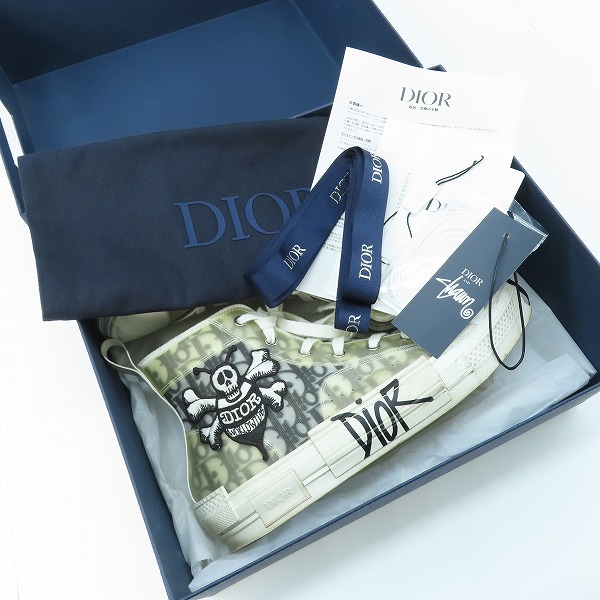 実際に弊社で買取させて頂いたDIOR×Shawn Stussy/ディオール×ショーンステューシー “B23”ハイトップ スニーカー/BEEワッペン3SH118YYO/43の画像 8枚目