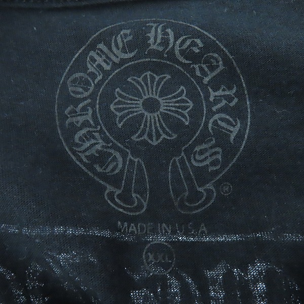 実際に弊社で買取させて頂いたCHROME HEARTS/クロムハーツ スクロールラベル/マルチカラー クロス Tシャツ ブラック/XXLの画像 2枚目