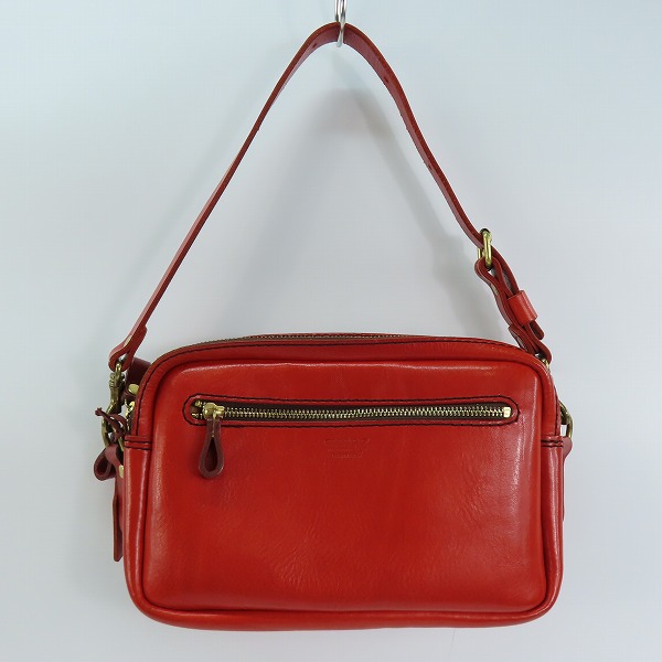 実際に弊社で買取させて頂いたHERZ/ヘルツ 二部屋ソフト ハンドバッグ/クラッチバッグ レッドの画像 3枚目
