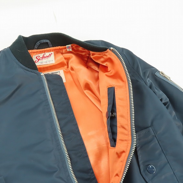 実際に弊社で買取させて頂いたSchott/ショット AMERICAN COLLEGE MA-1/フライトジャケット ネイビー 3132081 /Sの画像 6枚目