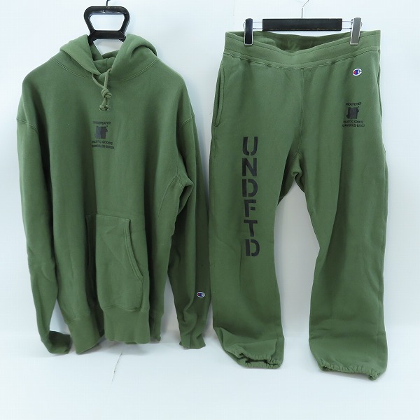 実際に弊社で買取させて頂いたChampion×UNDEFEATED/チャンピオン×アンディフィーテッド リバースウィーブ スウェット パーカー/パンツセットアップ/XL