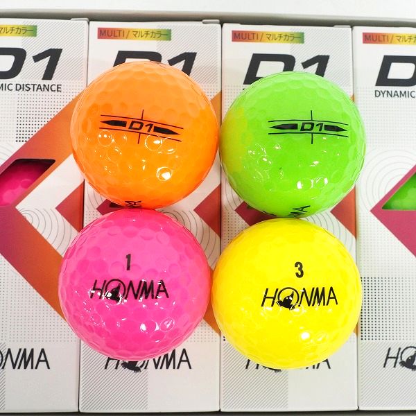 実際に弊社で買取させて頂いた【未使用】HONMA/ホンマ D1 DYNAMIC DISTANCE ゴルフボール ホワイト・マルチカラー  計2ダースの画像 2枚目