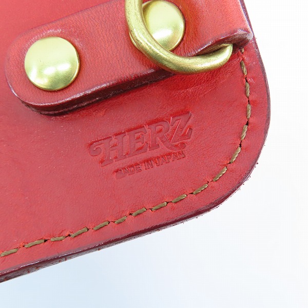 実際に弊社で買取させて頂いたHERZ/ヘルツ タテ型 ベルトポーチ レッドの画像 4枚目
