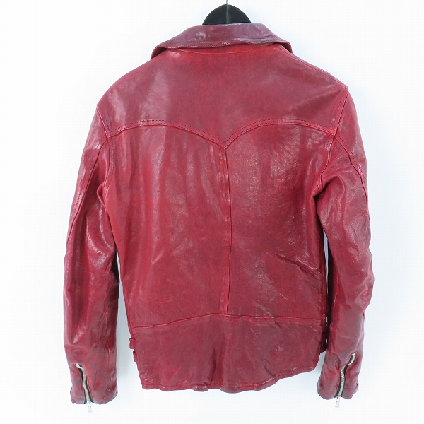 実際に弊社で買取させて頂いたBACKLASH/バックラッシュ ジャパンホースレザー製品染めダブルライダース 1606-03/3の画像 1枚目