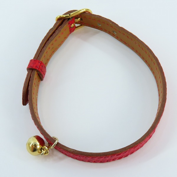 実際に弊社で買取させて頂いたHERMES/エルメス 猫用 首輪 リザード の画像 4枚目