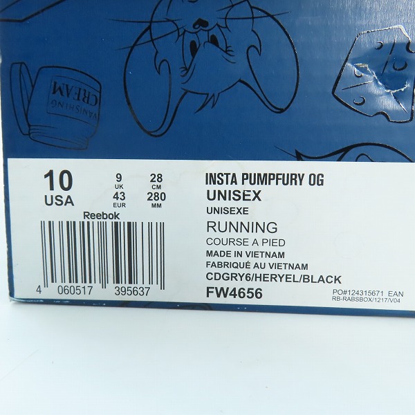 実際に弊社で買取させて頂いた【未使用】Reebok×Tom&Jerry/リーボック×トムとジェリーINSTAPUMP FURY/インスタポンプフューリー/FW4656/28.0の画像 9枚目