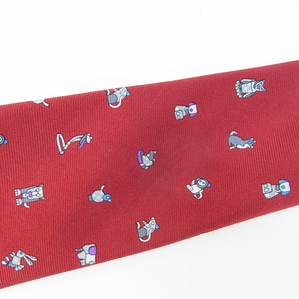 実際に弊社で買取させて頂いたLOUIS VUITTON/ルイヴィトン アニマル柄 ネクタイ/レッド系の画像 7枚目