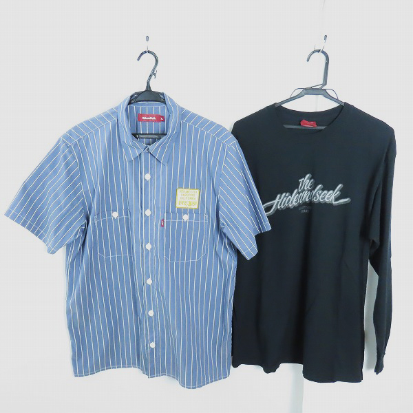 実際に弊社で買取させて頂いたHideandSeek/ハイドアンドシーク ストライプ 半袖ワークシャツ/長袖Tシャツ/2点セット