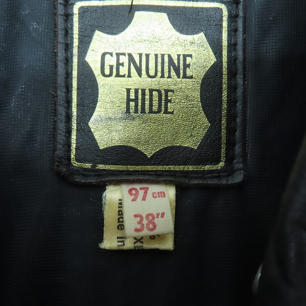 実際に弊社で買取させて頂いたLewis Leathers/ルイスレザー GENUINE HIDE 80s ヴィンテージ ライダース/38の画像 3枚目