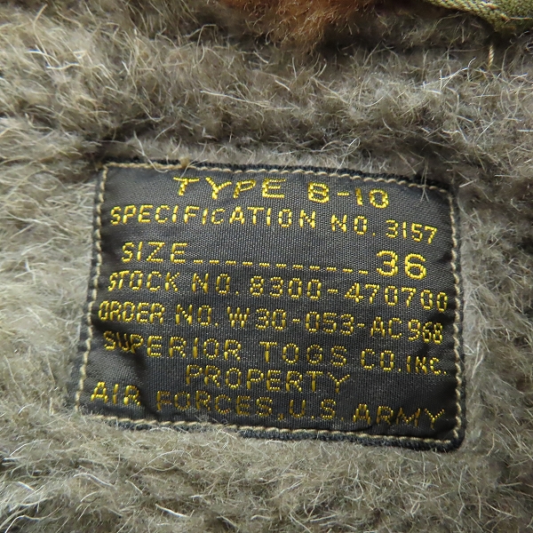 実際に弊社で買取させて頂いたBUZZ RICKSON'S/バズリクソンズ B-10 8th Photographic Reconna フライトジャケット BR11134/BR12629/36の画像 2枚目