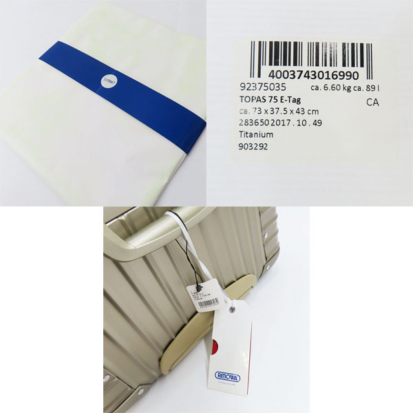 実際に弊社で買取させて頂いたRIMOWA/リモワ TOPAS SPORTS e-tag 電子タグ トパーズ 4輪 89L スーツケース 923.75の画像 9枚目