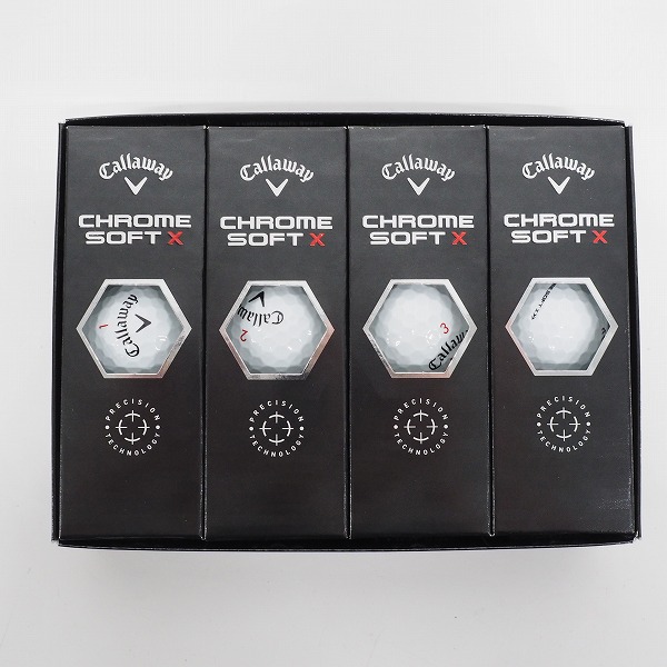 実際に弊社で買取させて頂いた【未使用/オウンネーム】Callaway/キャロウェイ CHROME SOFT X ゴルフボール ホワイト 1ダース