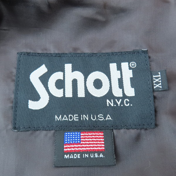 実際に弊社で買取させて頂いたSchott/ショット レザー ダブル Pコート/XXLの画像 2枚目