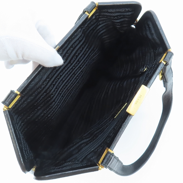 実際に弊社で買取させて頂いたPRADA /プラダ オールド ゴールド金具 がま口 ハンドバッグの画像 3枚目