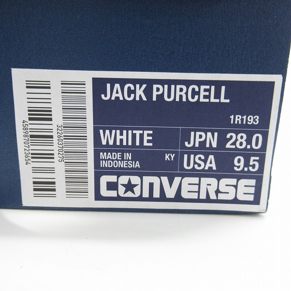 実際に弊社で買取させて頂いたCONVERSE/コンバース JACK PURCELL/ジャックパーセル スニーカー 1R193/28の画像 7枚目
