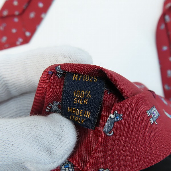 実際に弊社で買取させて頂いたLOUIS VUITTON/ルイヴィトン アニマル柄 ネクタイ/レッド系の画像 4枚目