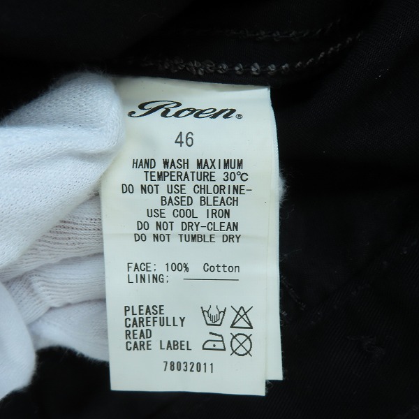 実際に弊社で買取させて頂いたRoen/ロエン スワロフスキー装飾 バックワッペン デニムジャケット ブラック/46の画像 2枚目