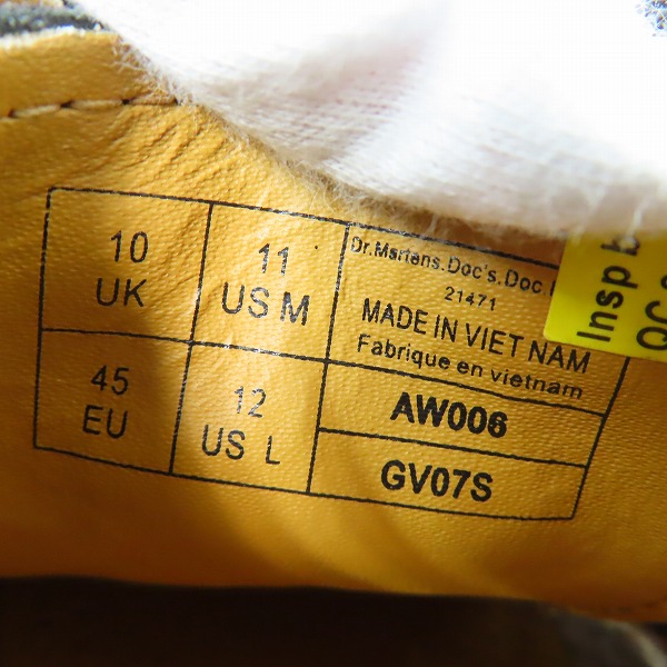 実際に弊社で買取させて頂いたDr.Martens/ドクターマーチン 1461 3EYE SHOE/3ホールブーツ SOFT BUCK 21471001/UK10の画像 5枚目