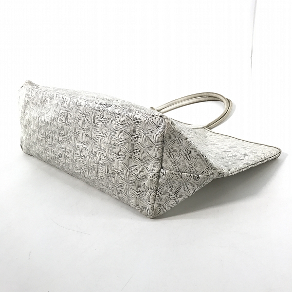 実際に弊社で買取させて頂いたGOYARD/ゴヤール サンルイPM PVC×レザー トートバッグ ホワイト ポーチ付の画像 2枚目