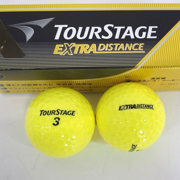 実際に弊社で買取させて頂いた【未使用】ブリヂストン TOURSTAGE/ツアーステージ EXTRA DISTANCE ゴルフボール ホワイト・イエロー 計15個の画像 2枚目