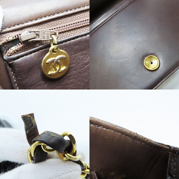 実際に弊社で買取させて頂いたCHANEL/シャネル ヴィンテージ クロコダイル チェーンショルダーバッグの画像 8枚目