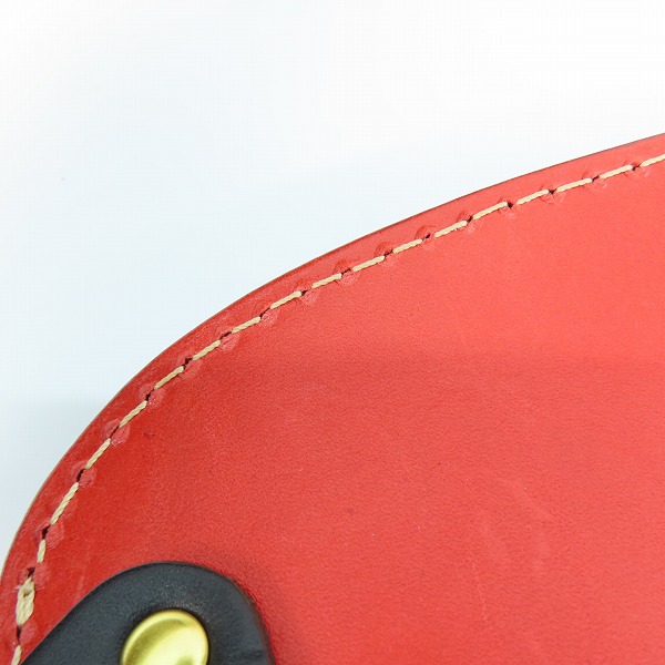 実際に弊社で買取させて頂いたHERZ/ヘルツ 50周年/50th記念 レザー ウエストバッグ ブラック×レッドの画像 6枚目